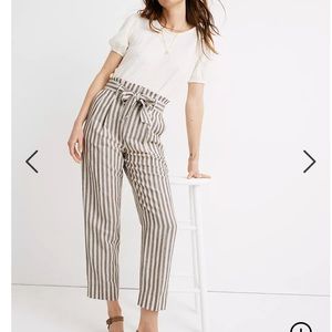 Madewell Striped Linen-Blend Paperbag Pants